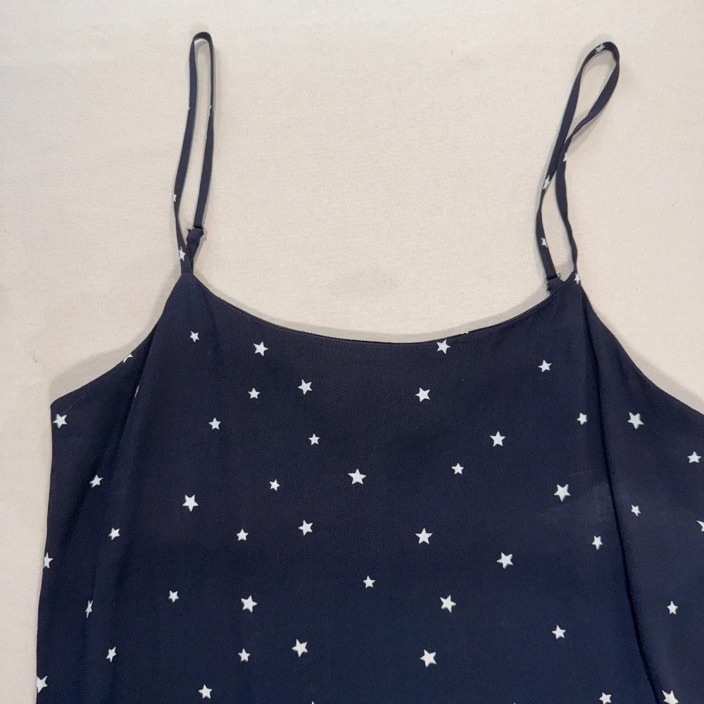 Reformation Lindsay Mini Slip Dress Satellite Size 4 Black LBD Stars Date Night